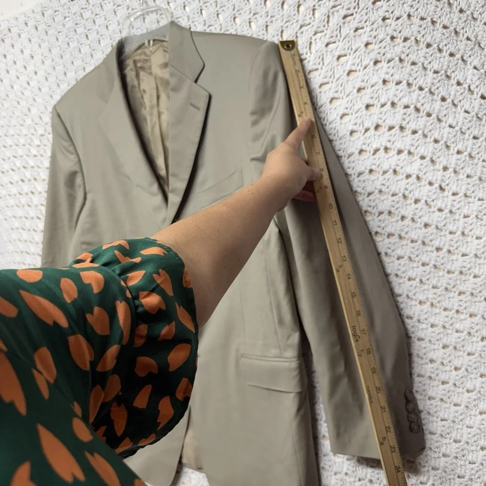 Ermenegildo Zegna Wool Blazer Jacket Men Size 50R Beige Sports Coat 3 Buttons
